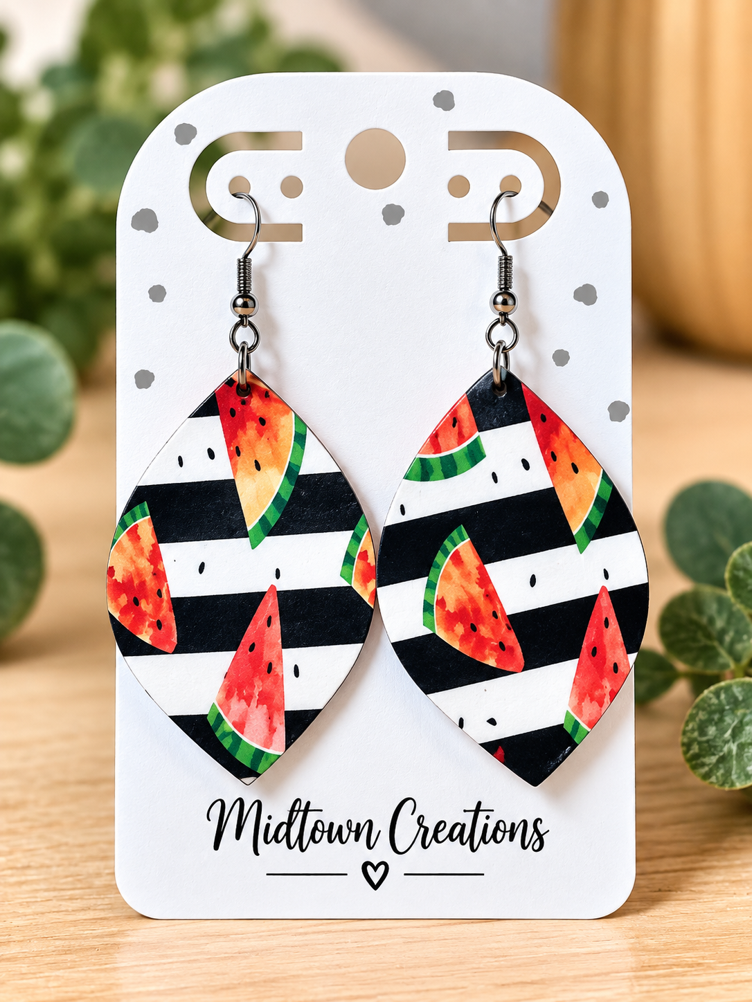 Watermelon Wooden Earrings