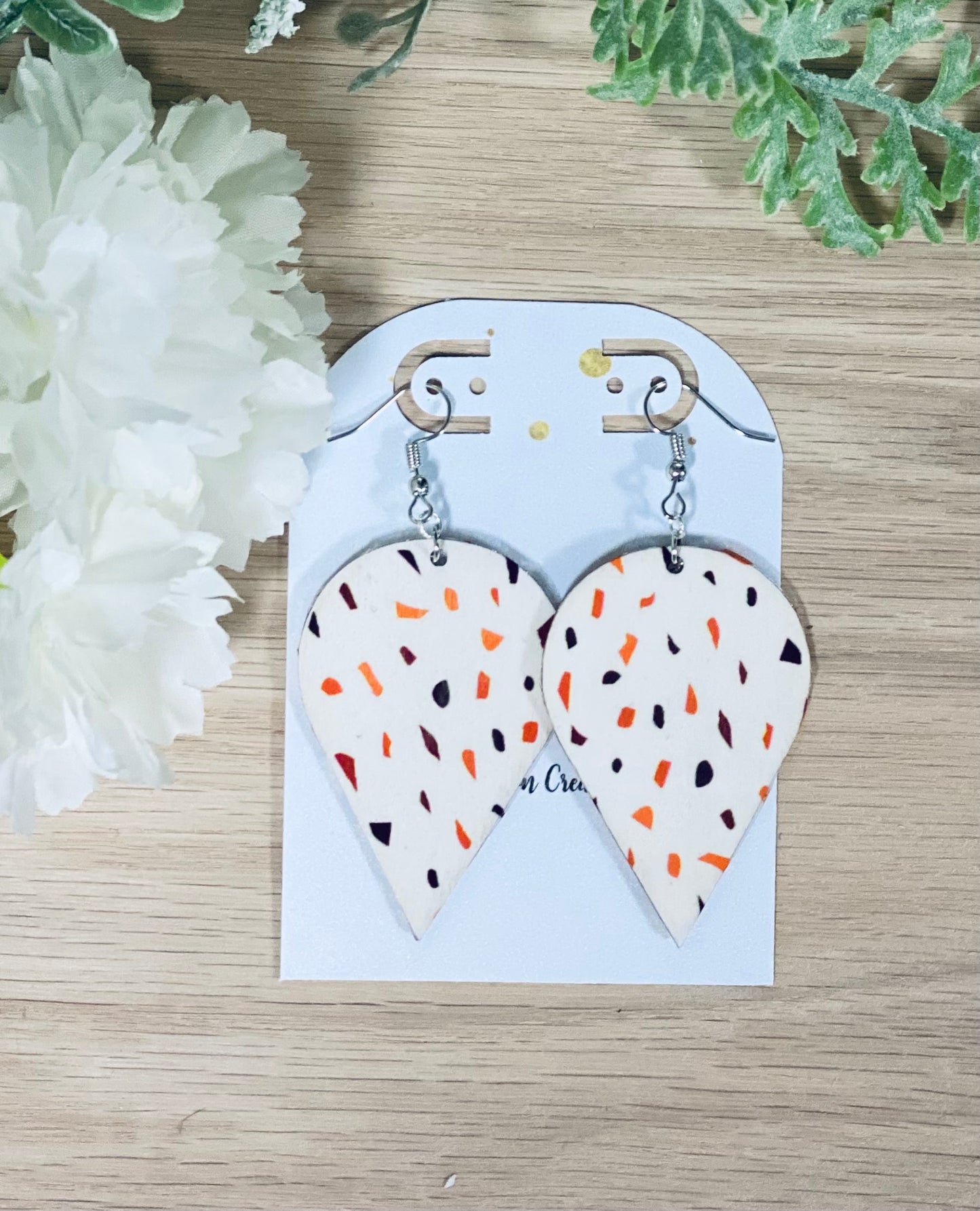 Boho Terrazzo Wooden Earrings