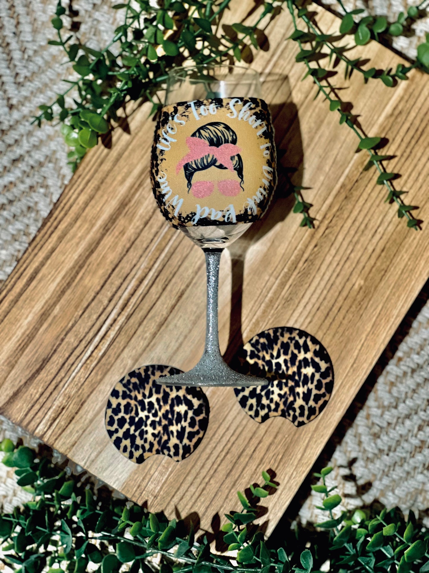 Wine Koozie and Car Coaster Set