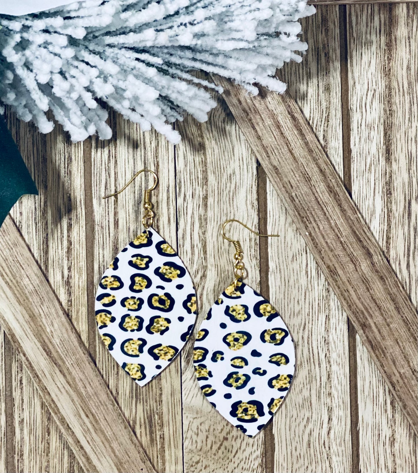 Gold Cheetah Wooden Earrings