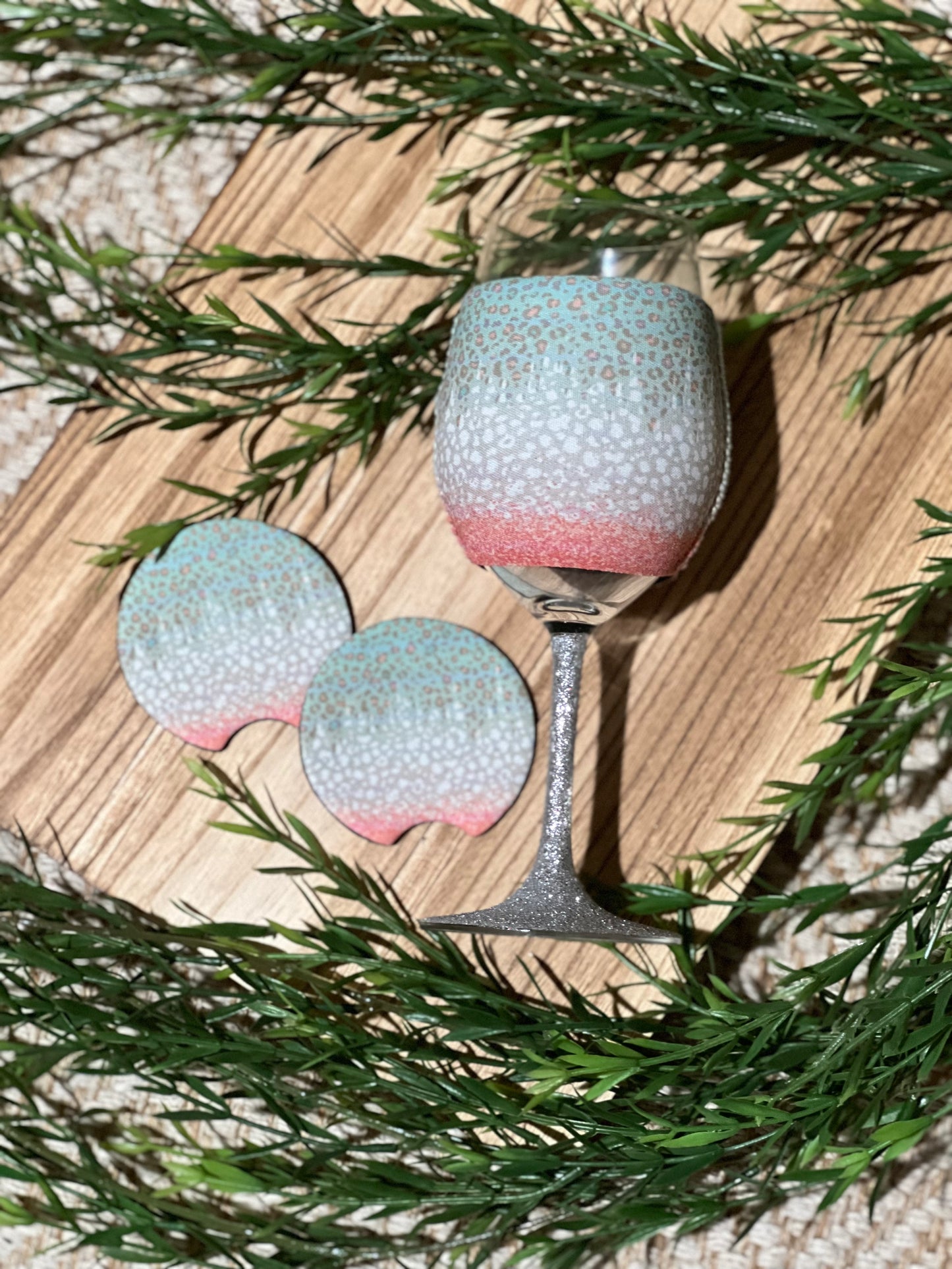 Wine Koozie and Car Coaster Set