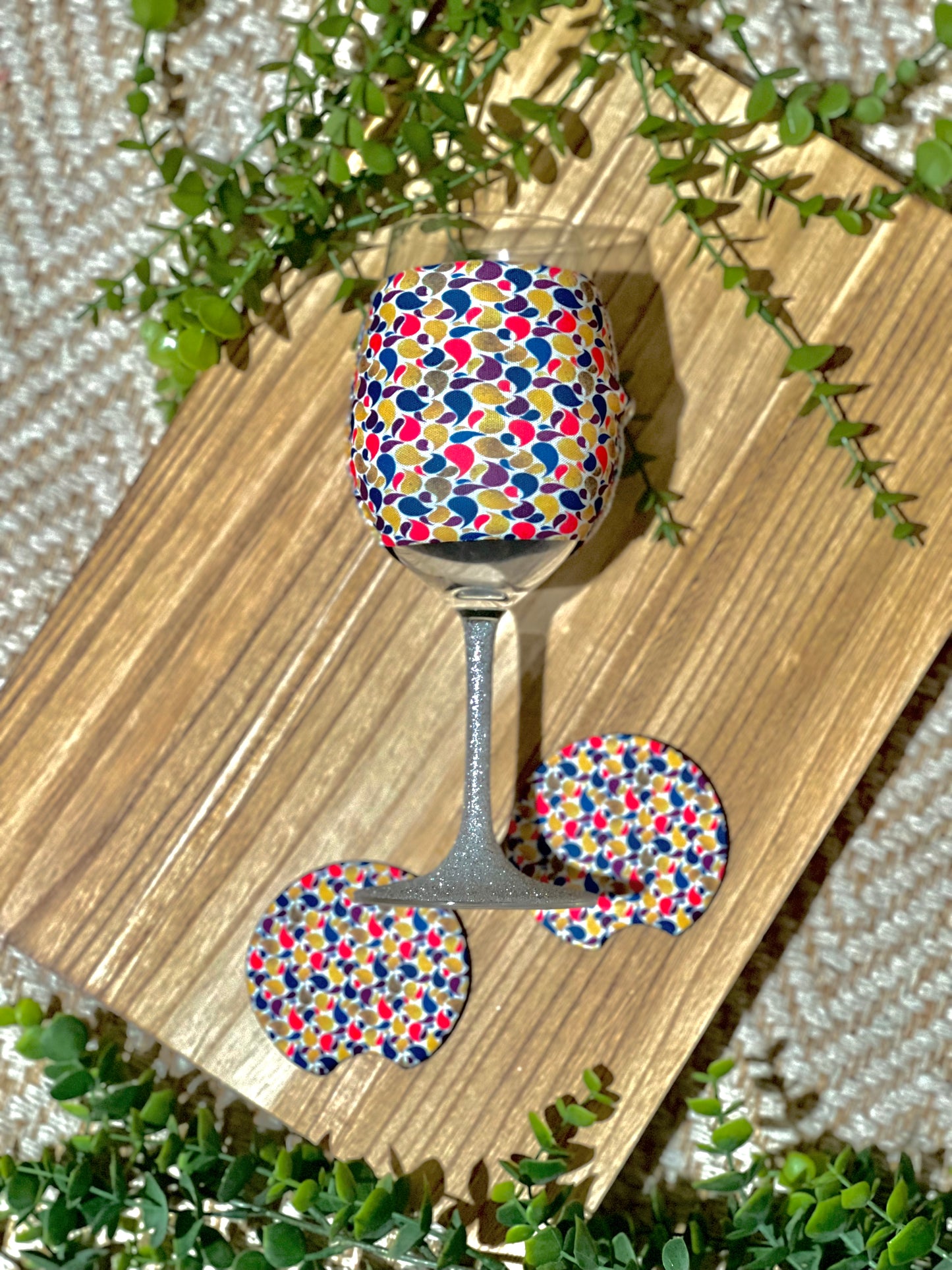 Wine Koozie and Car Coaster Set