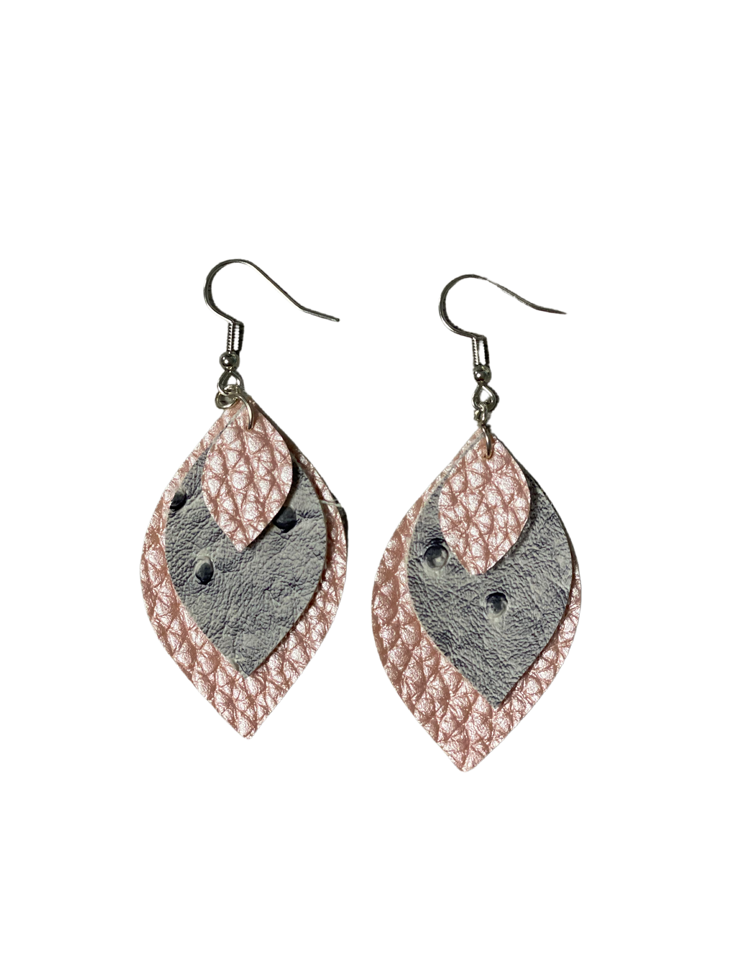 Triple Layer Blush Pink-Grey-Blush Pink Earrings