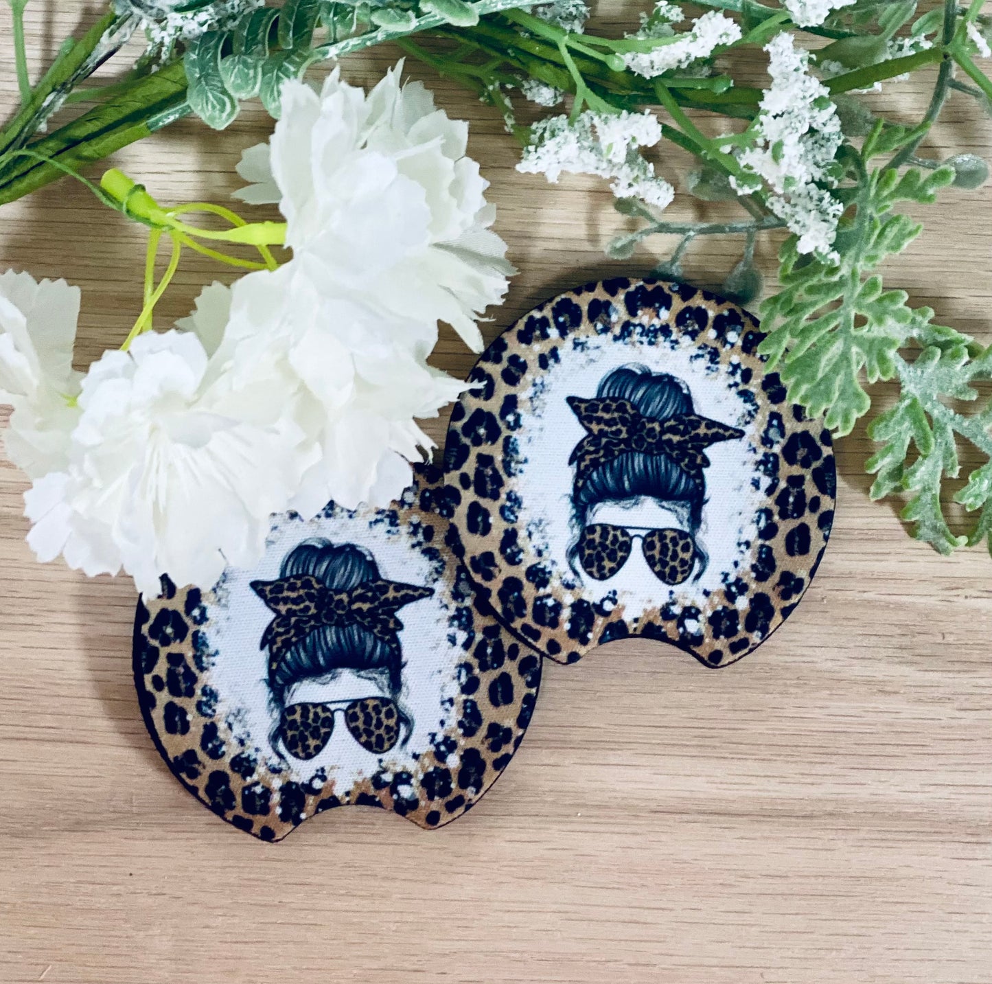 Messy Bun Car Coaster Set