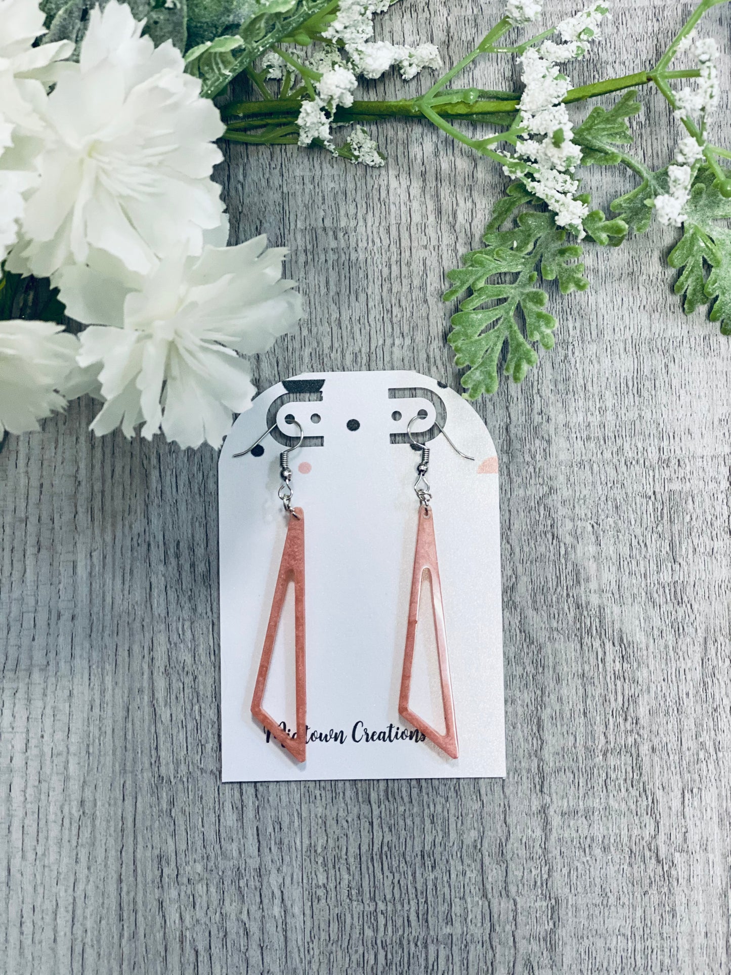 Long Drop Blush Pink Dangle Earrings