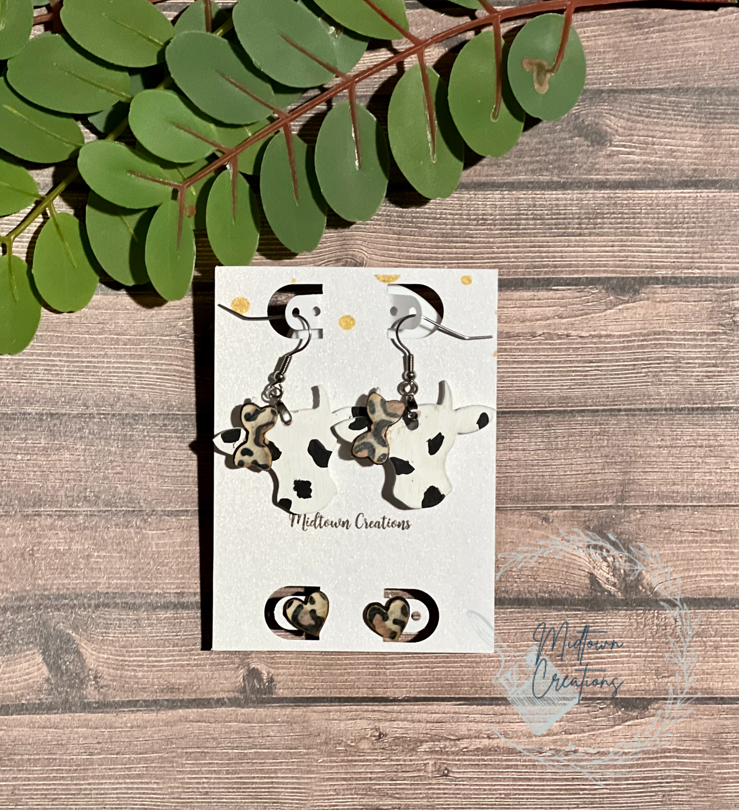Leopard Print Cow Earrings