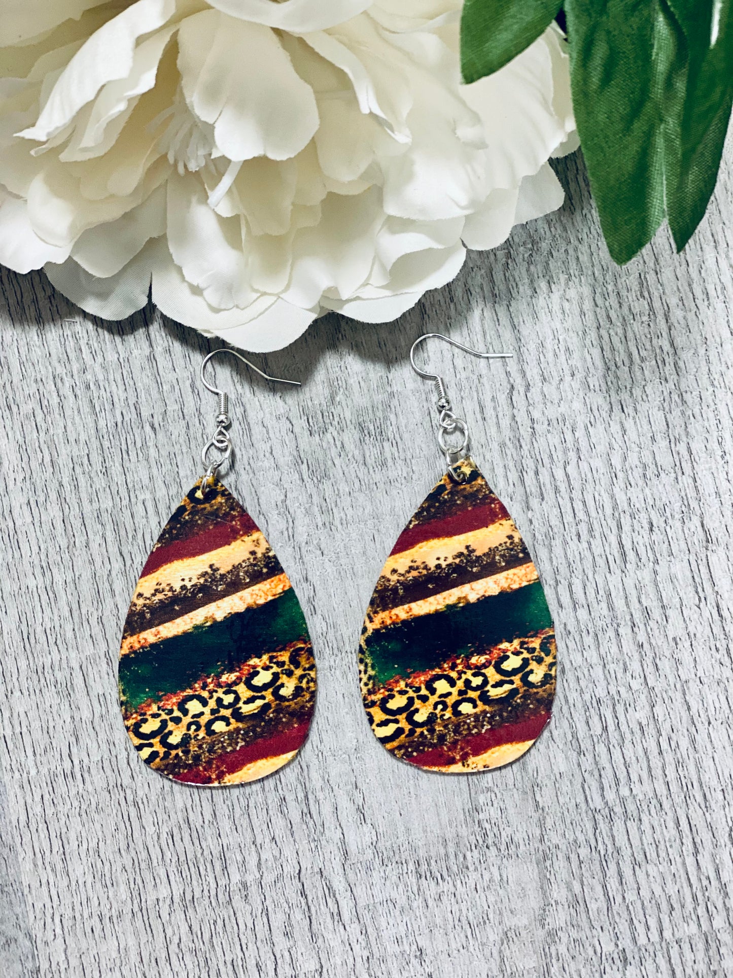 Animal Print Wooden Earrings