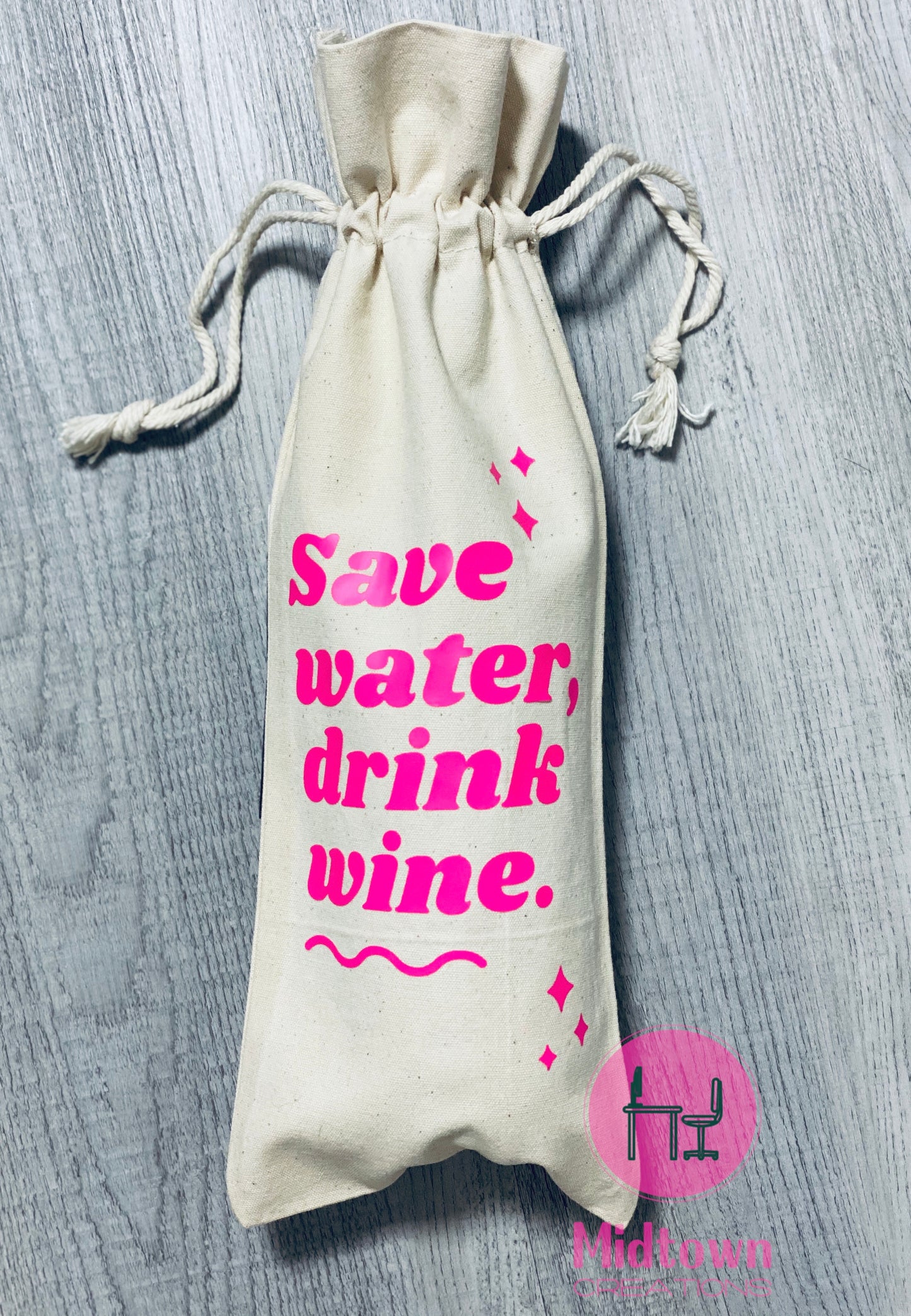 Save Water Drink Wine Canvas Wine Tote