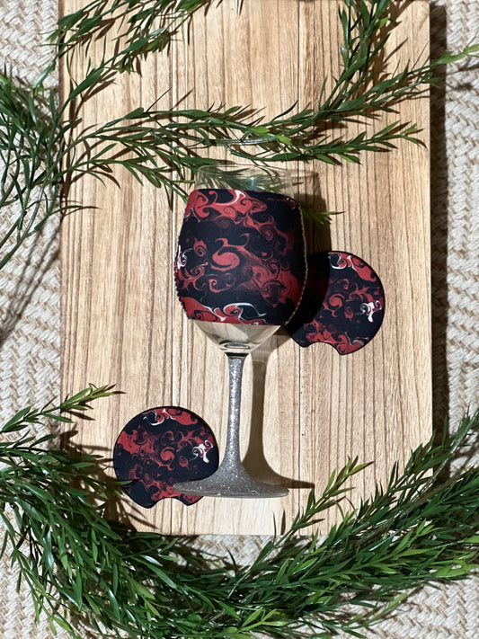 Wine Koozie and Car Coaster Set