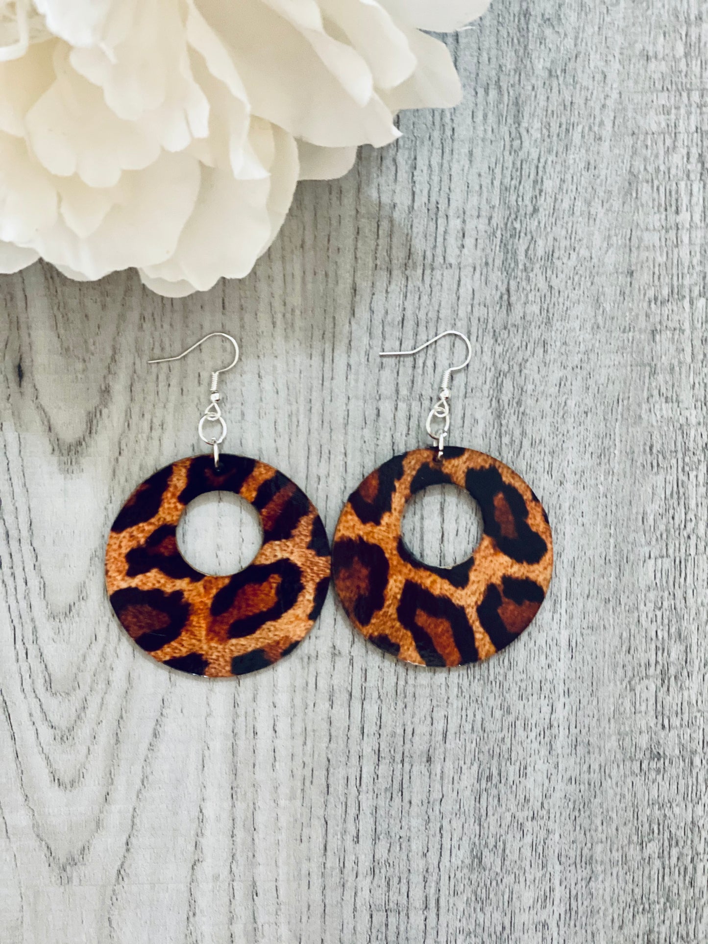 Leopard Wooden Earrings