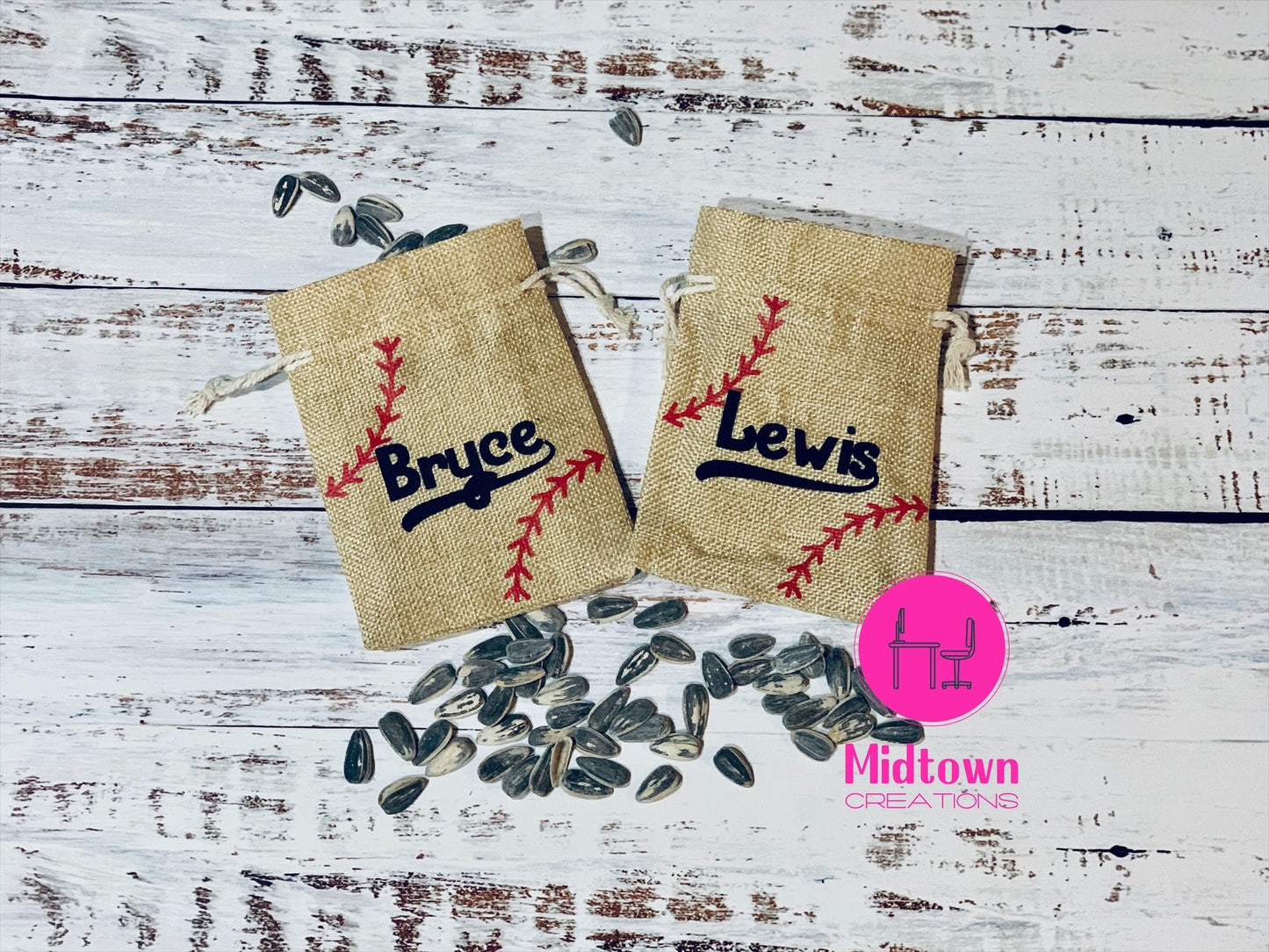 Sunflower Seed Baseball Burlap Bags
