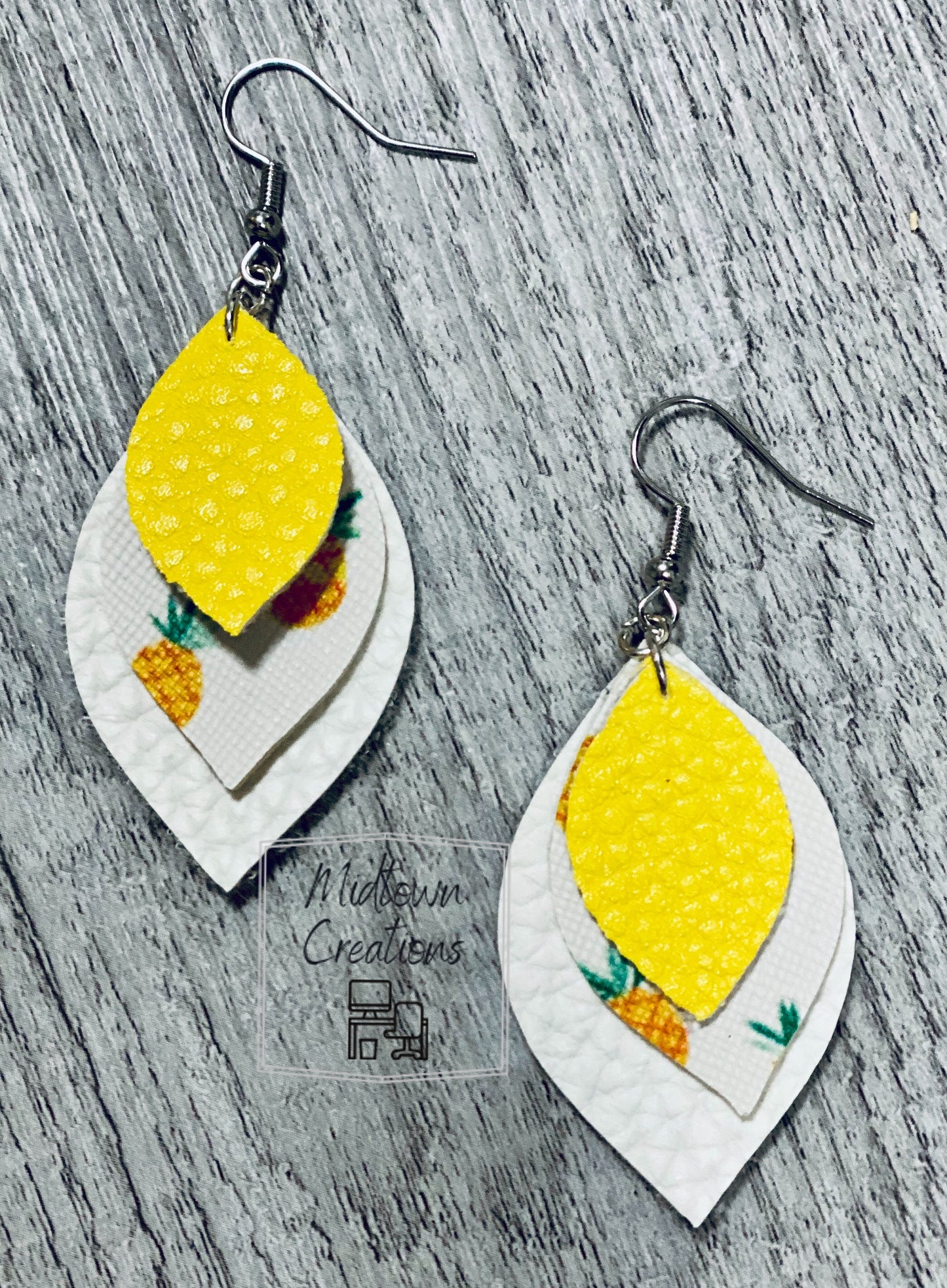 Triple Layer Pineapple-Yellow Drop Earrings