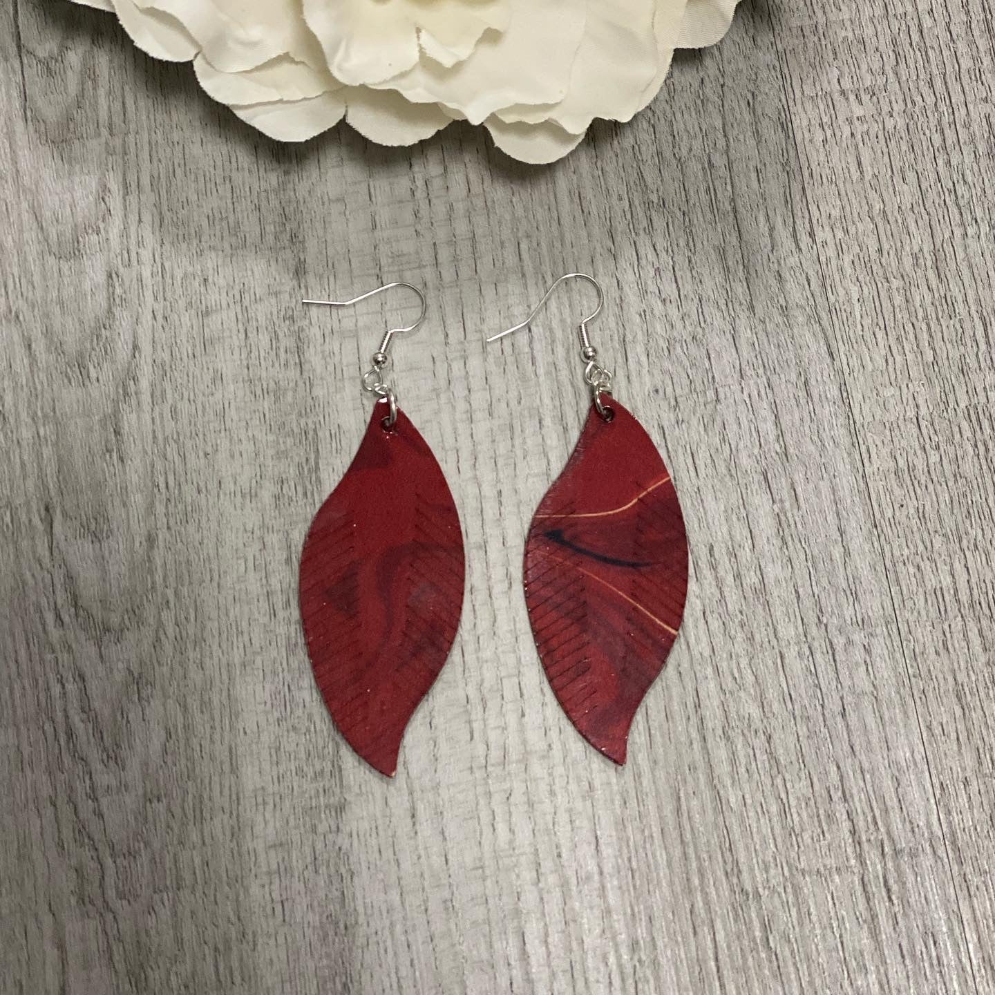 Feathered Wooden Earrings