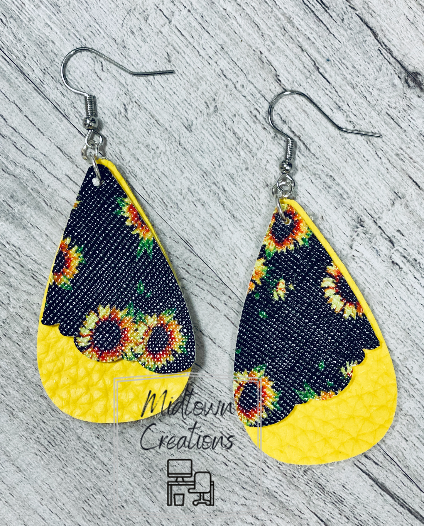Double Layer sunflower-YellowTeardrop Earrings