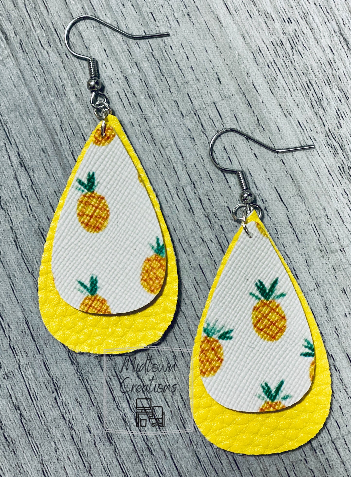 Double Layer Pineapple-Yellow Drop Earrings